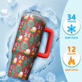 thumbnail image 4 of Green 30oz Xmas Tumbler with Straw and Handle, Snowman Stainless Steel Insulated Cup Holiday Gift for Women Men, 4 of 5