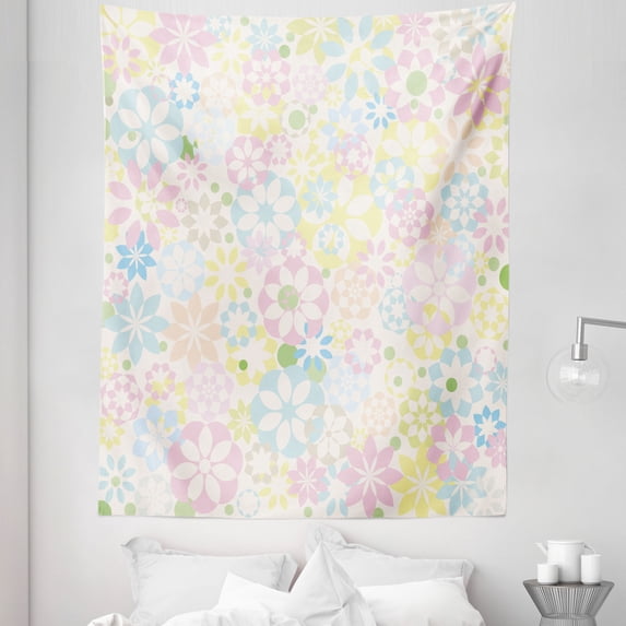 Pastel Tapestry, Blossoming Flowers Bedding Plants Spring Colors Botanical Colorful Meadow Theme, Fabric Wall Hanging Decor for Bedroom Living Room Dorm, 5 Sizes, Multicolor, by Ambesonne