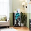 thumbnail image 2 of Dresser for Bedroom with 4 Storage Drawers African Black Girl Beauty Teal Hair African American Black Women Dressers Chest of Drawers Steel Framed Fabric Closet Organizers for Entryway, 2 of 7