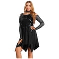 thumbnail image 3 of iixpin Womens Sequin Latin Tango Salsa Samba Dance Dress Asymmetrical Cocktail Dress Ballroom Dancewear Black M, 3 of 7