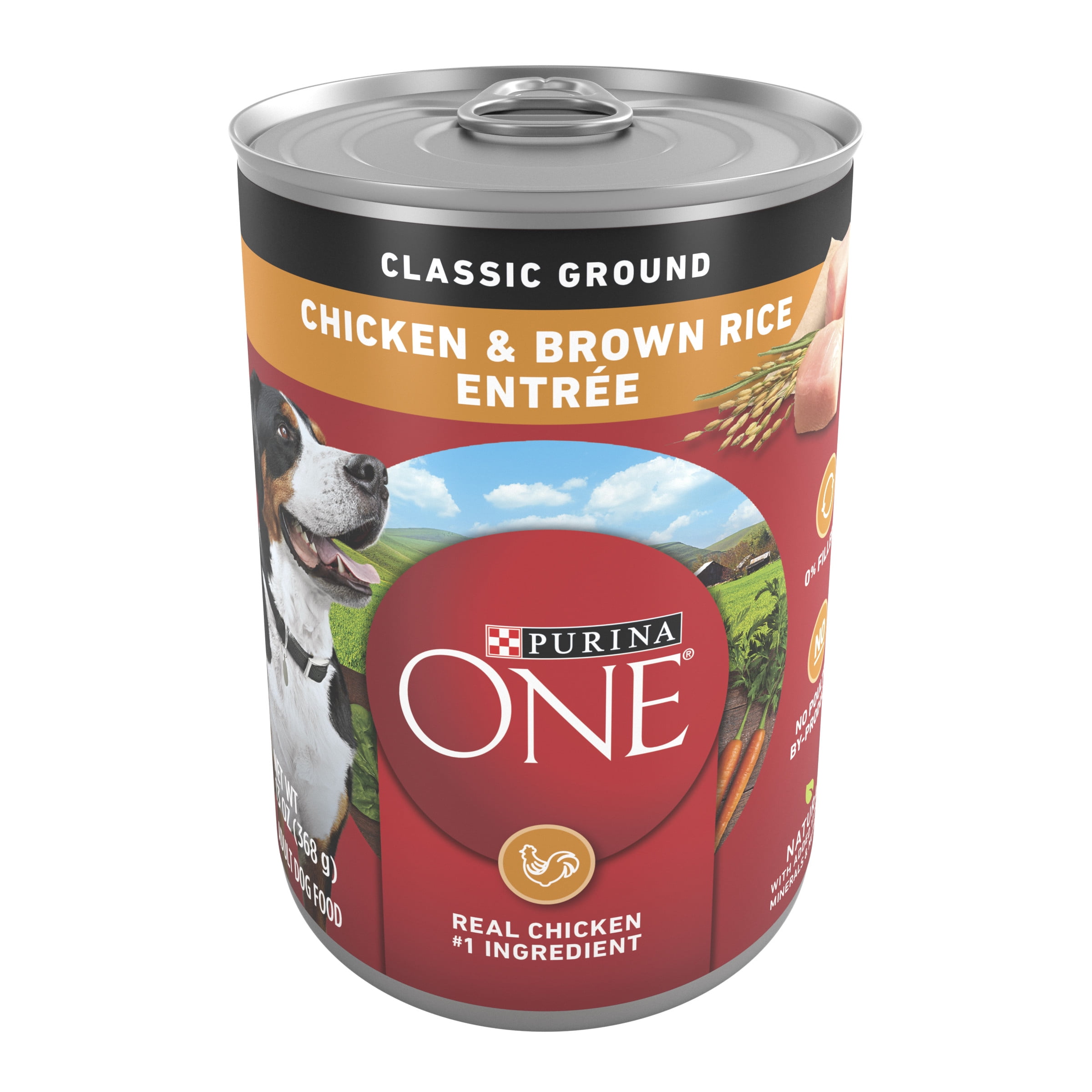 Purina ONE High Protein Chicken & Brown Rice Classic Ground Wet Dog Food, 13 oz Can