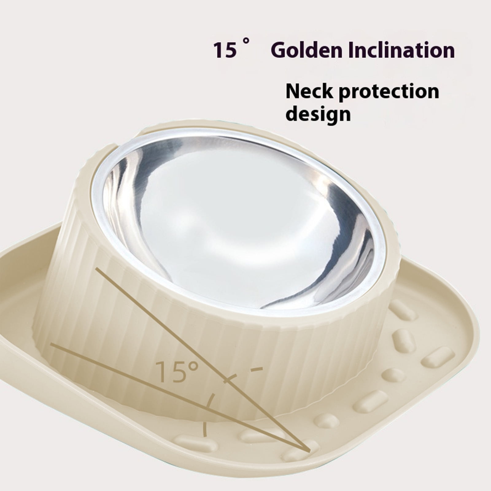 potrochi Wide Elevated Cat Food Bowl, Elevated Cat Bowl, 15° Tilted Raised Cat Dog Food Bowls, Stainless Steel Food Bowl for Indoor Cat, Pets Bowls with Non-Spill & Anti-Slip Base