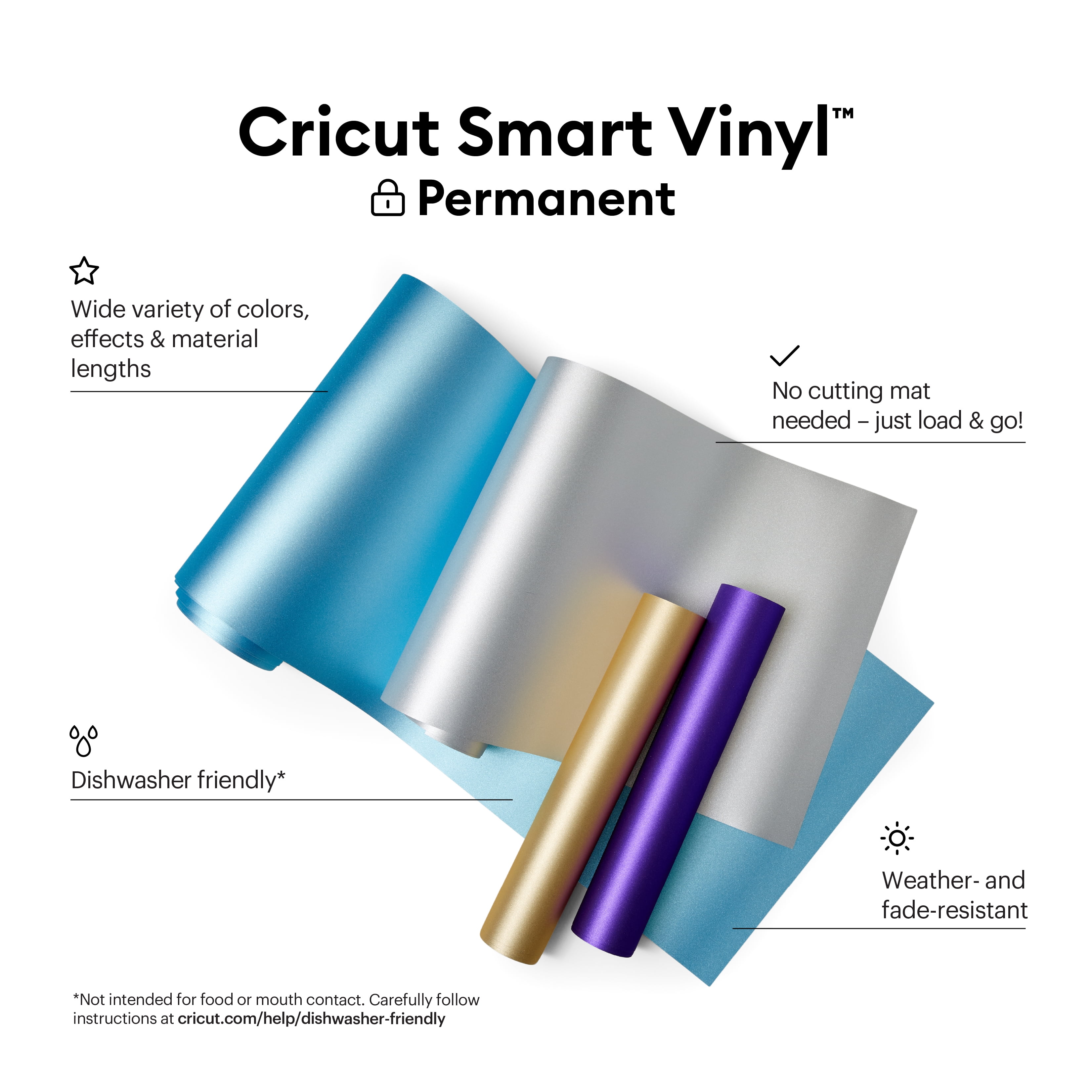 Cricut® Smart Vinyl™ Shimmer – Permanent (3 ft), BLACK