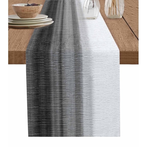 Hokiten Table Runners 60 Inches Long Dress Scarves, Black White Ombre Farmhouse Kitchen/Dining Table Runner, Small Coffee Tablerunners, Vintage Minimalism Abstract Stripes 13x60 Inch