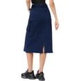 thumbnail image 3 of INSPIRE CHIC Midi Skirt for Women's Flap Pocket Back Slit Drawstring Cargo Skirt M Dark Blue, 3 of 5