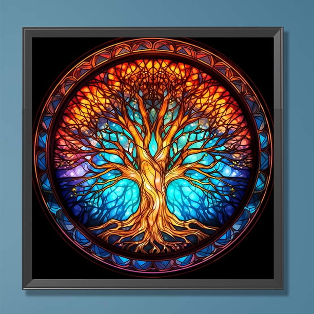 Diamante pintura 5D DIY taladro redondo completo árbol arte vidrieras decoración del hogar JShteea El nuevo