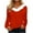 Red, variant on QUNYINEY Long Sleeve Shirts for Women Trendy Casual Colorblock Fur Trim V-Neck Green Tops Slim Pullover Drop Shoulder T-Shirts