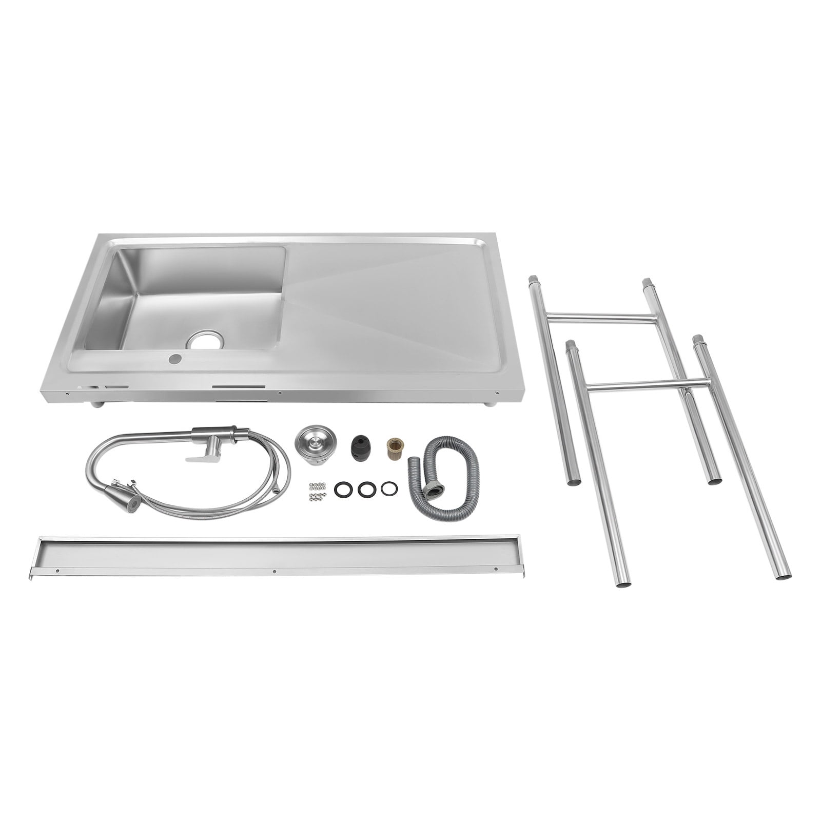 Stainless Steel Single Bowl Utility Sink, 47" x 24" x 32" Rectangular Prep Sink