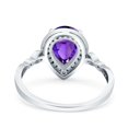 thumbnail image 4 of Pear Teardrop Art Deco Wedding Ring Amethyst CZ 925 Sterling Silver Size 6, 4 of 7