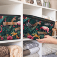 thumbnail image 5 of CURLYOOT Animal Forest Wildlife Giraffe Leopard Storage Bins with Lid, Decorative Fabric Storage Boxes, Foldable Closet Shelf Organizer Baskets for Bedroom, Living Room, Home, 5 of 8