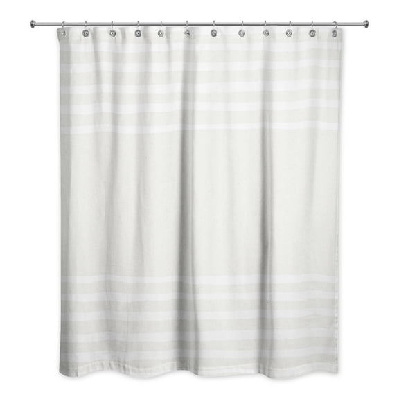 Creative Products White Linen Stripes 71x74 Shower Curtain