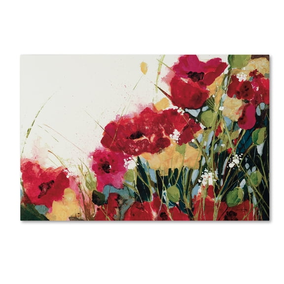 Trademark Fine Art 'Poppies and Flowers on White' Canvas Art by Jan Griggs