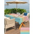 thumbnail image 5 of Outdoor Tablecloth with Umbrella Hole for Patio/Picnic/Party/Camping, Pink Wooden Grain Waterproof Table Cloth Rectangle Table Cover Washable, Vintage Chic Geometric Ombre Teal (60"x 84"), 5 of 8
