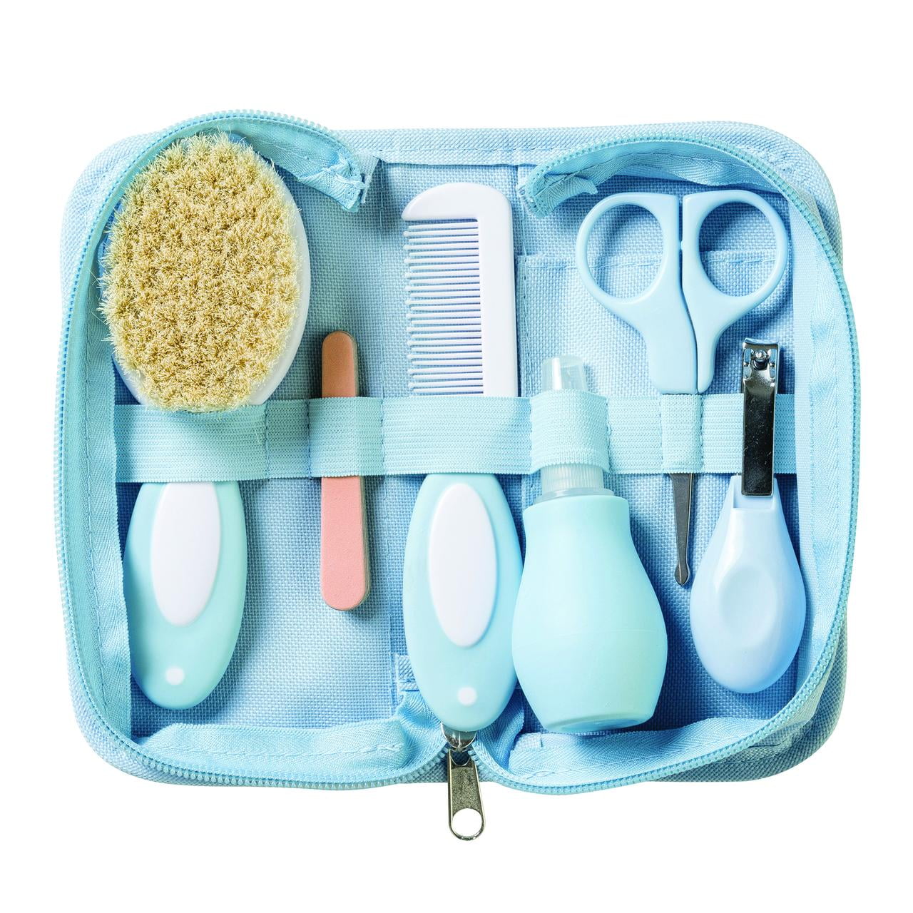 SARO Gray Baby Grooming Kit: Developmentally Beneficial Soft Brush & Safe Nail Tools for Kids