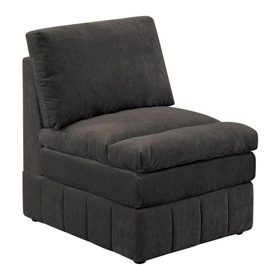 Luna 35 Inch Modular Armless Chair 3 Layer Plush Cushion Seat Dark Gray - Saltoro Sherpi