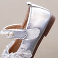 thumbnail image 6 of Viluyesy Girls’ Spring Summer Mary Jane Shoes – Pearl-Embellished Floral Bowknot Dress Shoes for Formal, Party, and Everyday Wear Silver Size 10, 6 of 10