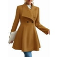 thumbnail image 3 of Women'S Classic Coat Lapel Collar Open Front Long Jacket Pea Coat Camel Color L, 3 of 9