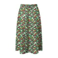 thumbnail image 6 of vigerkar Women's Midi Skirts High Waisted Pleated A-Line Swing Skirts Summer Floral Long Skirts with Pockets Dark Green, M, 6 of 6