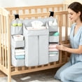 thumbnail image 5 of Dyegold Nursery Storage Rack Hanging Diaper Organizer Bag Multifunctional Washable Oxford Crib Caddy for Baby Supplies 22.8 in Beige, 5 of 6