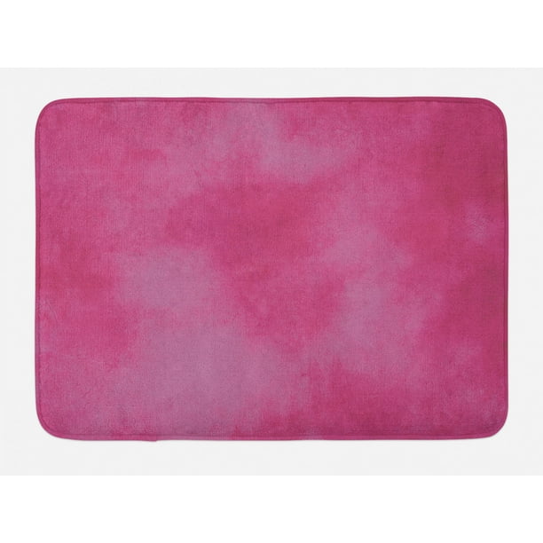 Hot Pink Bath Mat, Mottled Abstract Vibrant Colored Texture Image