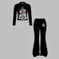 thumbnail image 5 of WhouRiu Girls Christmas Graphic Outfit Sets Fall Winter Long Sleeve Zip Up Jacket Flared Pants Clothes Set 4-14 Years, 5 of 6