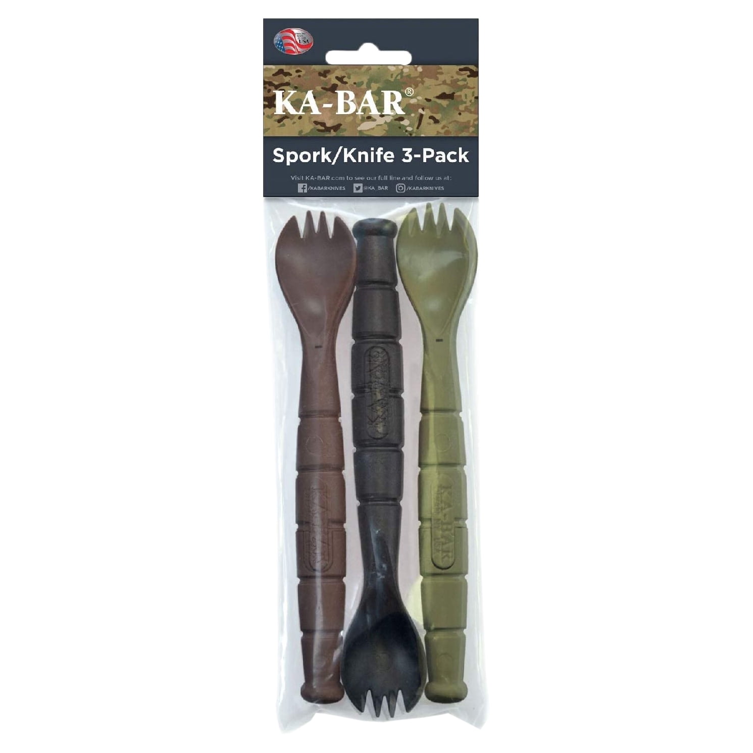 KA-BAR Tactical Spork Field Kit Spoon Fork Knife 3-Pack A