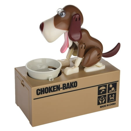 - Smart Novelty My Dog Piggy Bank, Robotic Coin Munching Toy Money Box Saving Children's Bank For Kids (Brown / White / Coffee / Black)
