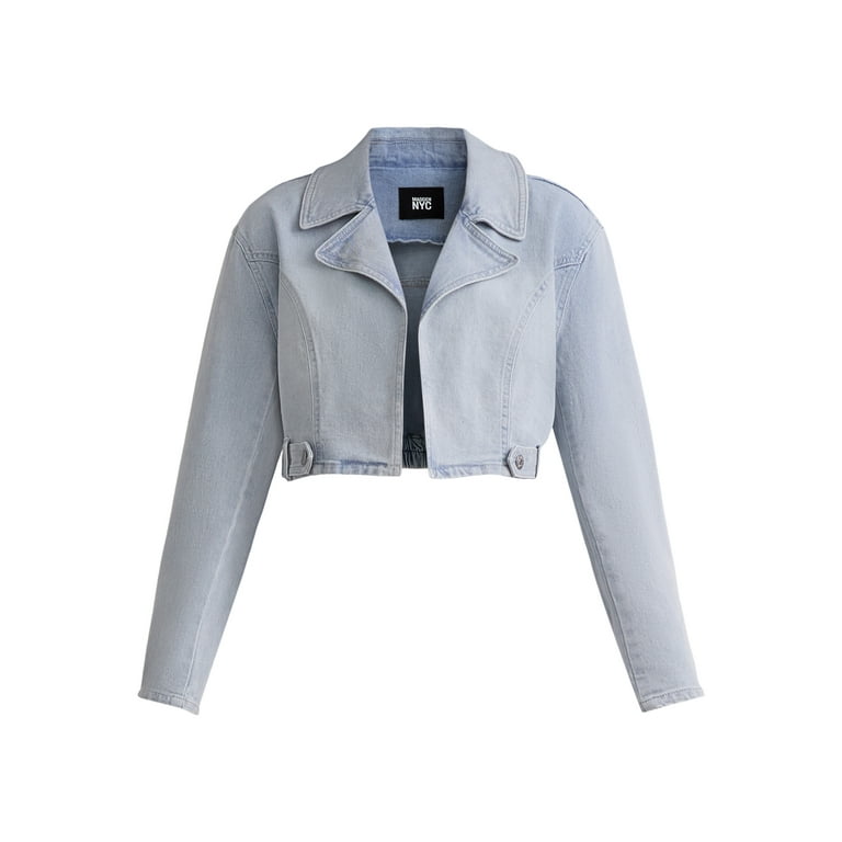 Madden NYC Women's Cropped Denim Moto Jacket, Sizes XXS-XXL Madden NYC Women's Cropped Denim Moto Jacket, Sizes XXS-XXL