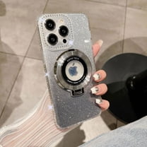 for iPhone 14 Rhinestone Gradient Color Glitter Case, Compatible with MagSafe, Invisible Kickstand & Magnetic Ring Holder, Military Grade Shockproof Bumper Translucent Back Case, Clear