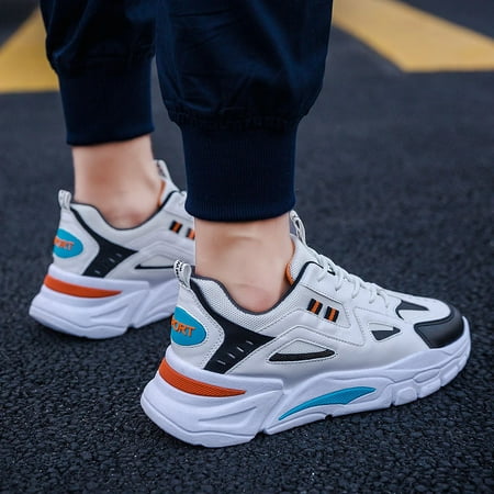 

Mens Color Splice Sneakers Lightweight Breathable Athletic Running Walking Shoes for Fall New