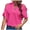 Hot Pink, variant on Qiopertar Off Shoulder Top for Women V Neck Short Sleeve Blouse Solid Color Casual Loose Tops Holiday Party Vacation Fashion Shirts, White L