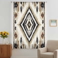 thumbnail image 3 of Boho Black Brown Sheer Curtains 54 Inches Long, Vintage Geometric Southwestern Ethnic Light Filering Curtains, Breathable Simi Curtain Privacy Drapes for Kitchen Bathroom Small Window Treatment, 3 of 9