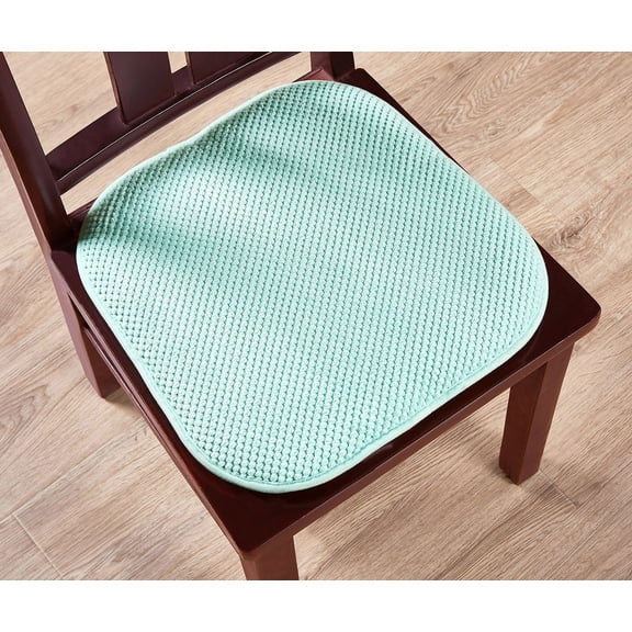 Premium Memory Foam Non-Slip Ultra Soft Chenille Surface Chair Pad Cushion - Aqua
