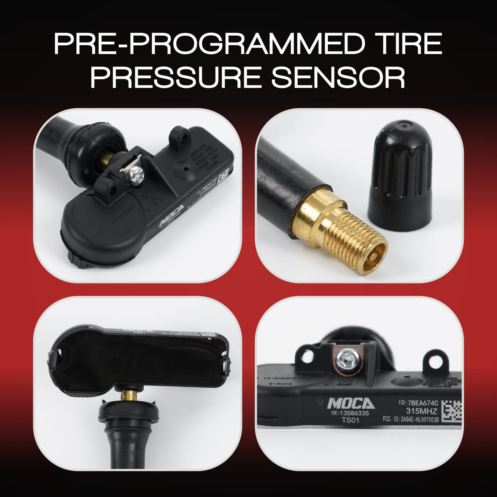 MOCA AUTOPARTS 4Pcs TPMS Tire Pressure Monitoring System Sensor Fit for 2009-2016 Buick Enclave & 2007-2013 Chevrolet Silverado 1500