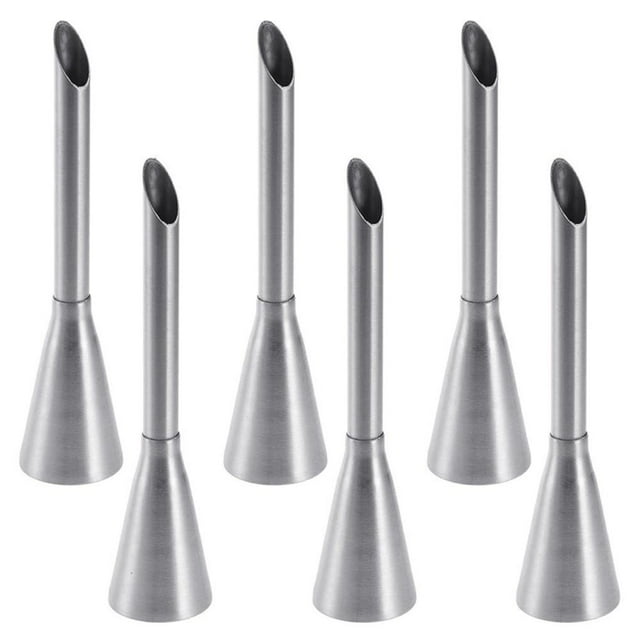 Youkk 6Pcs Cream Icing Piping Nozzle Tips Stainless Steel Long Puff Nozzle Tips Decorating Tools