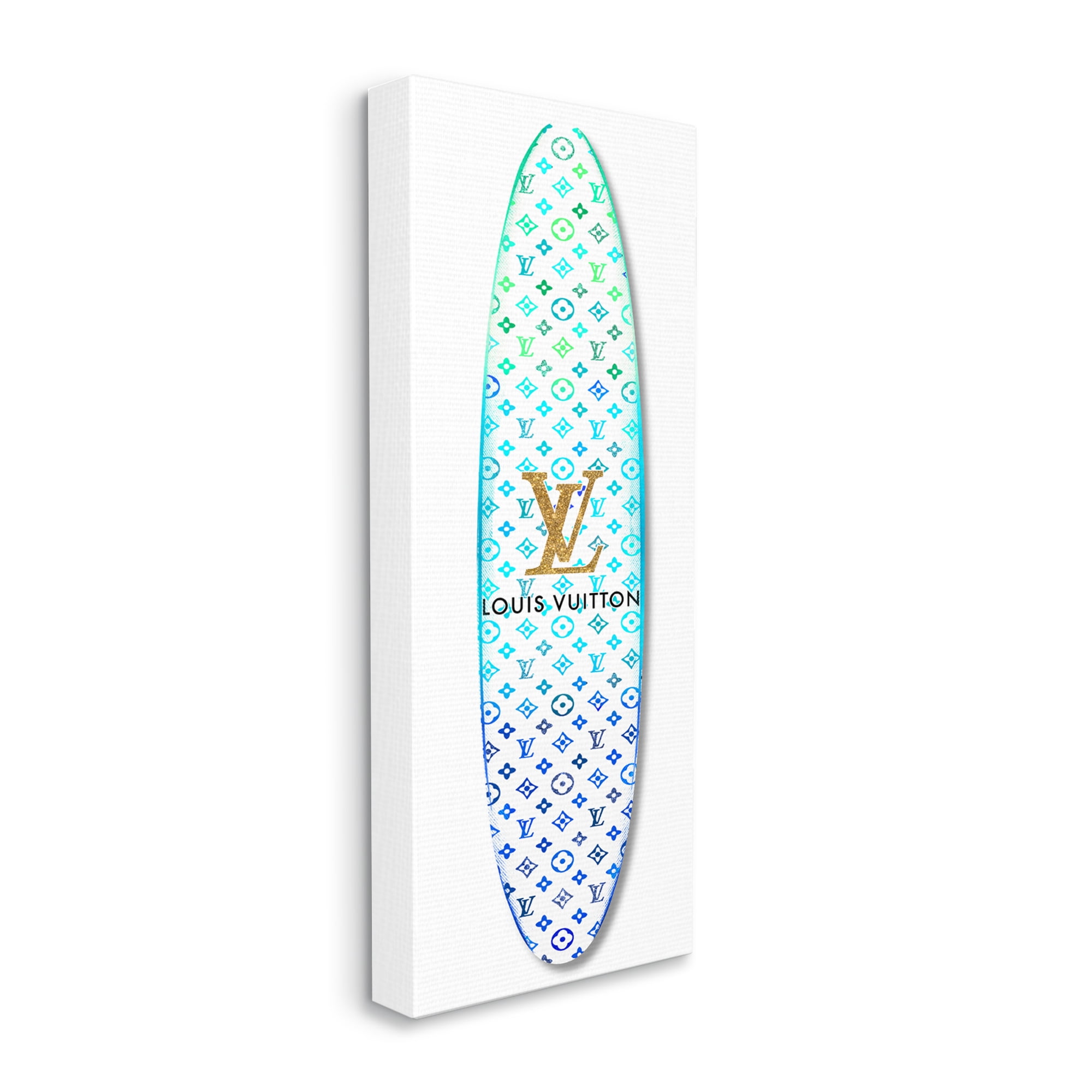 Stupell Fashion Glam Surfboard Aqua Blue Designer Pattern Canvas Wall Art, 20 x 48, Design by Madeline Blake