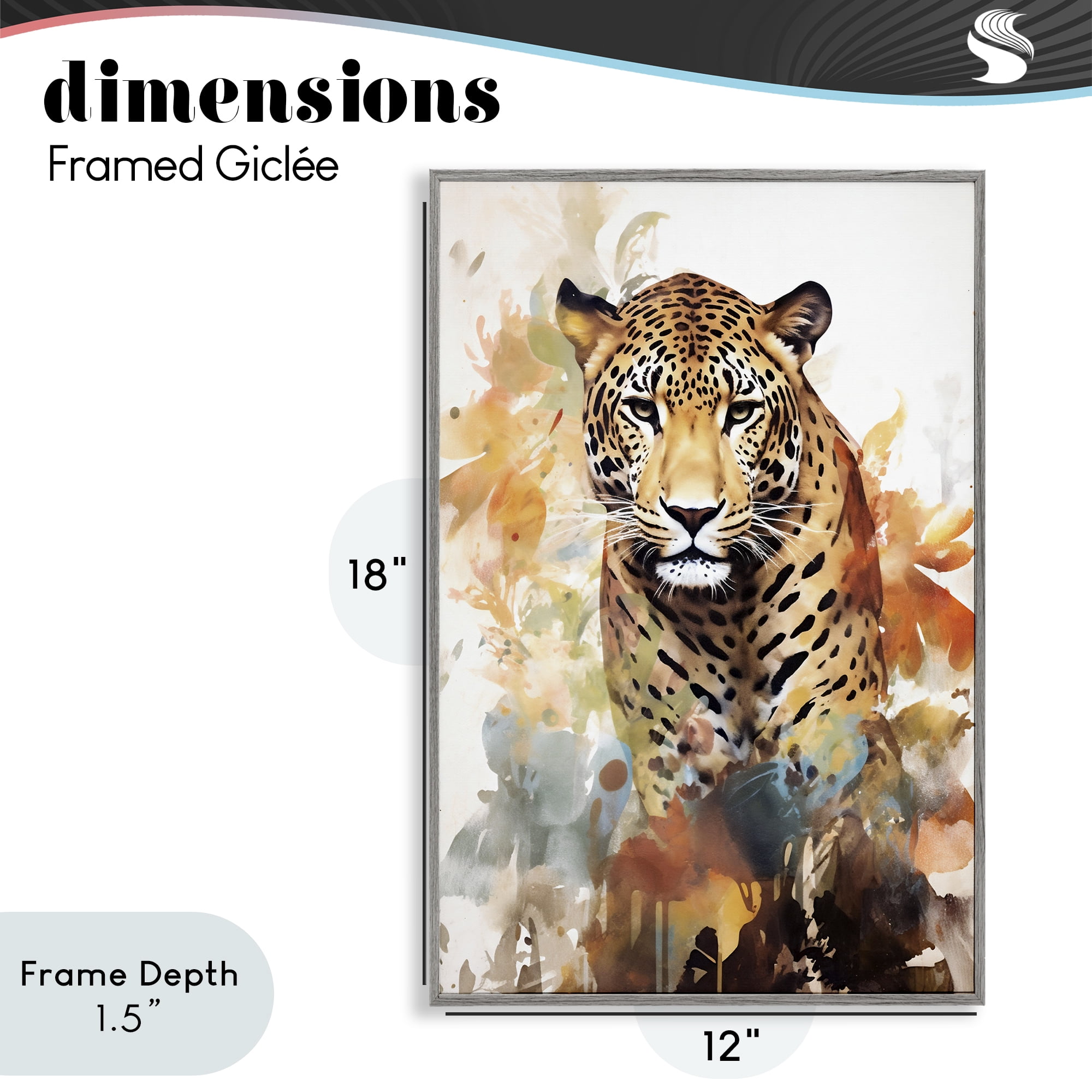 Stupell Industries Wild Cheetah Grace Gray Framed Giclee Art, design by Ray Powers