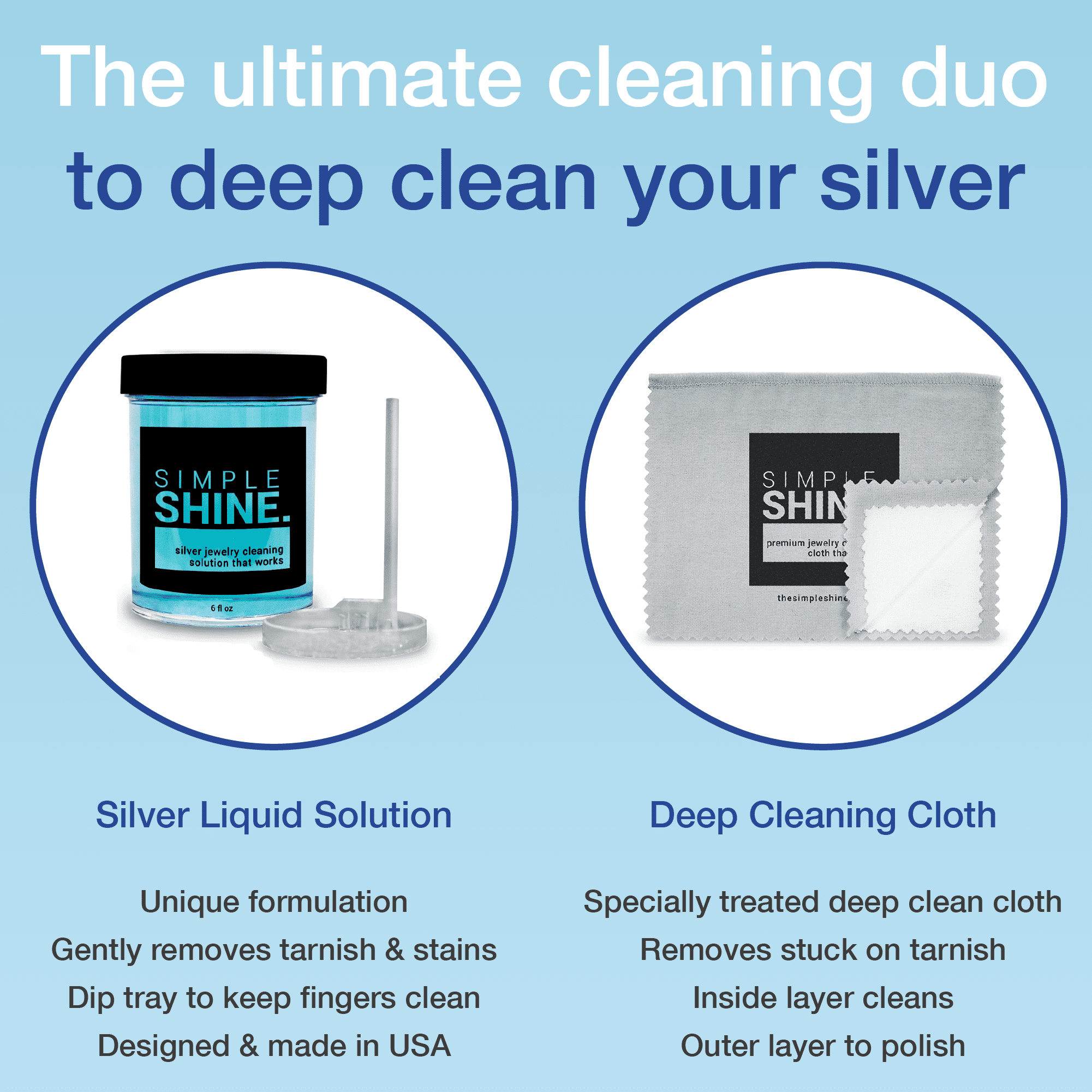 Silver Jewelry Cleaning Kit | Includes Jewelry Cleaning Solution, Jewelry  Cleaner Cloth and Dip Tray Sterling Silver Cleaner for Jewelry Tarnish