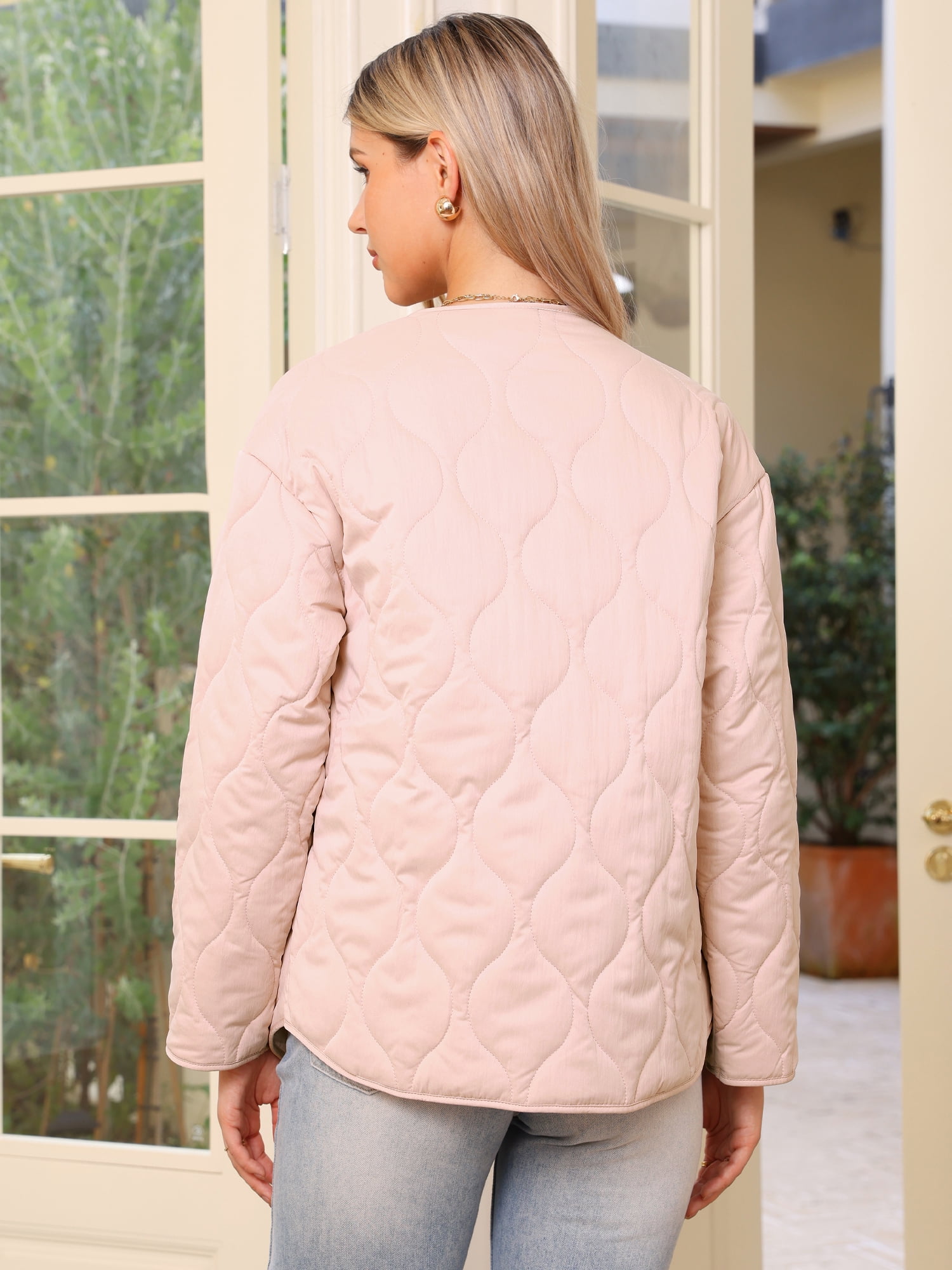 DARING DIVA Women's Puffer Lightweight Casual Jacket M Gray Pink