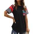 thumbnail image 3 of Camiseta de mujer Camiseta de manga corta con estampado de rayas Camiseta casual de verano, Negro, S Speravity AP001701-01, 3 of 5