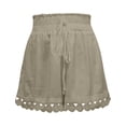 thumbnail image 4 of Bmisegm Womens Casual Shorts Lace Beach Relaxed Drawstring Tie Loose Bottoms Daily Women's Shorts Khaki XL, 4 of 5