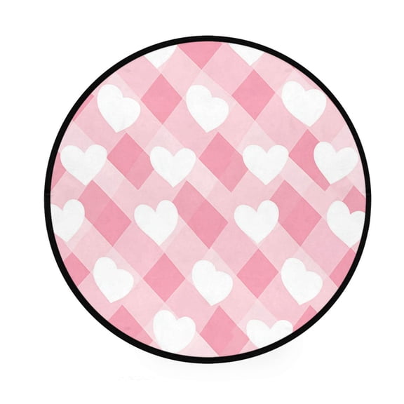 BZSMCE Round Decorative Floor Mat Heartfelt Harmony Pattern 36.2IN