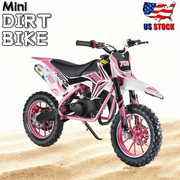 49cc Dirt Bike, 2-Stroke Gas Power Motocross Bike for Kids,Off Road Mini Motorcycle Pocket Motorbike with Front Rear Disc Brakes Up to 20 Mph, Weight Support Up to 220 LBS Birthday Gifts