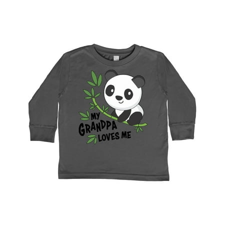 

Inktastic My Grandpa Loves Me- cute panda Gift Toddler Boy or Toddler Girl Long Sleeve T-Shirt