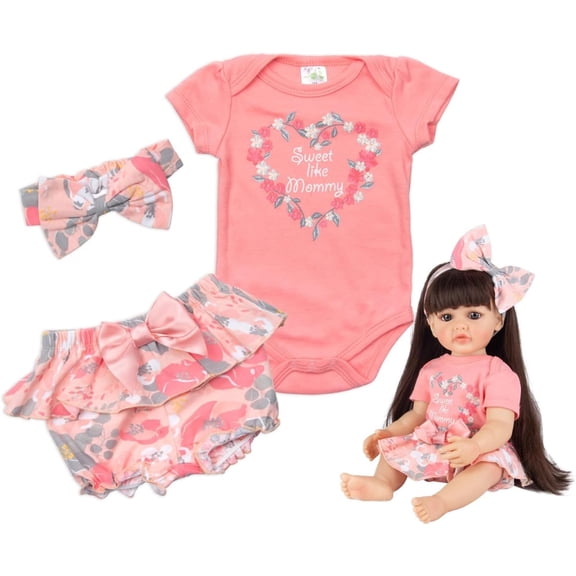 Reborn Baby Doll Summer Clothes 24 Inch Girl Sweet Skirt Outfits for 22-24 Inch Reborn Girl Dolls Clothes