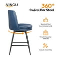 thumbnail image 2 of Zimtown Modern Barstools Set of 2, 26" Counter Height Swivel Bar Stools Set with Cushion for Kitchen Island, Dining Room, Bar Chairs, Dark Blue, 2 of 7