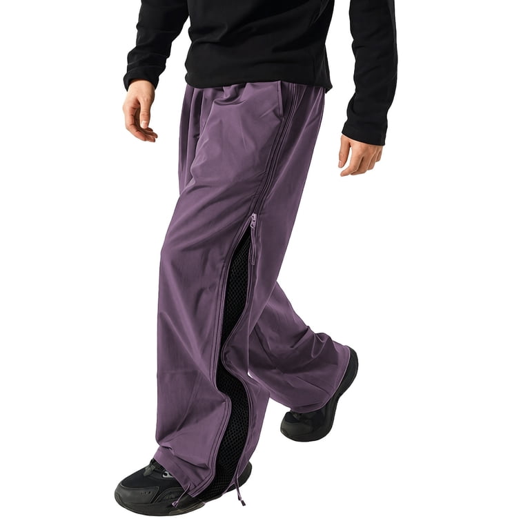 Dpytoraw Men's Parachute Cargo Pants Wide Leg Casual with Zippers
