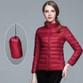 thumbnail image 2 of HNMKIU Women Winter Thin and Light Down Coat Casual Slim Quilted Jacket Womens Coats Stand Collar Warm Outerwear for Cold Weather Comfortable Fit 02_Red,S, 2 of 7