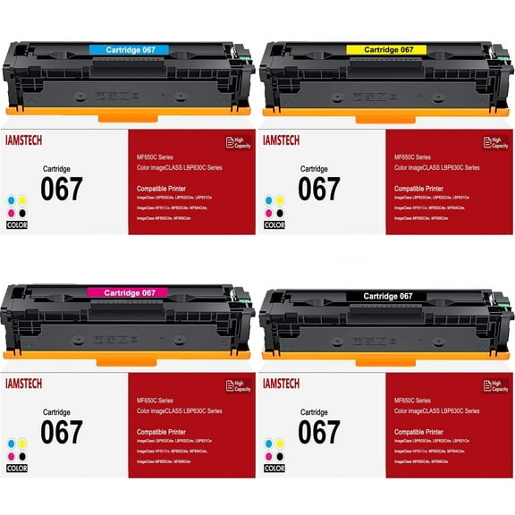 4-Pack 067 Toner Cartidge Compatible for Canon 067 067H CRG 067 Canon ImageCLASS MF656Cdw LBP632Cdw MF653Cdw LBP633Cdw MF654Cdw MF650 LBP630 Series Printer (Black Cyan Yellow Magenta)