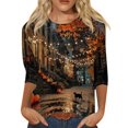 thumbnail image 3 of IYYVV Funny Graphic tees for women Pumpkin Ghost Bats Spiders Halloween Costumes Crewneck 2026 Shirts 3/4 Sleeve T-Shirts Black XL, 3 of 8